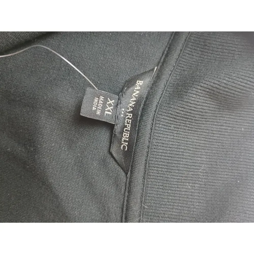Men's Half Zip Black Pull Over Sweater Collar Shirt XXL NWT Banana Republic - Picture 4 of 6